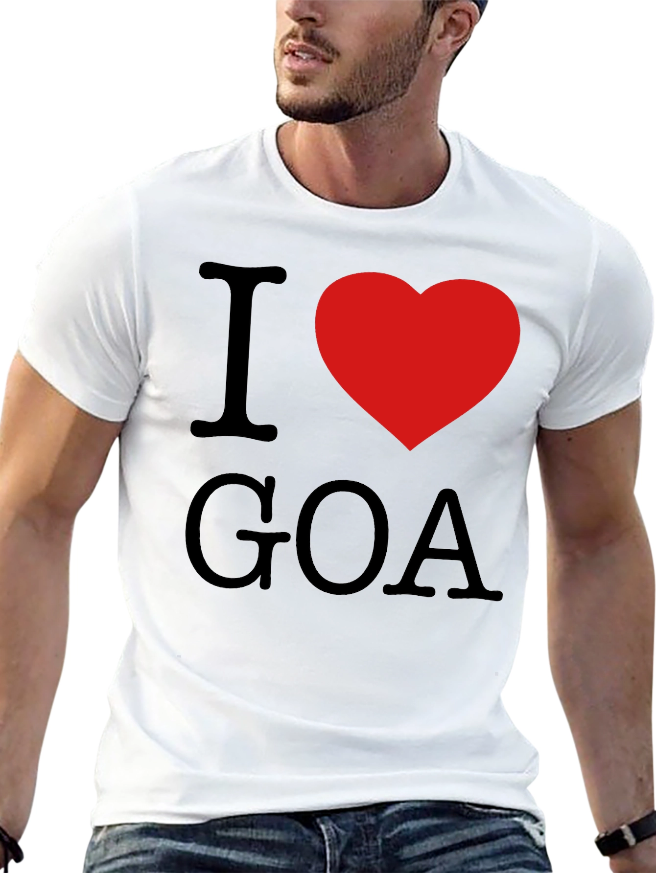 I Love Goa T-Shirt - Black with Red Heart