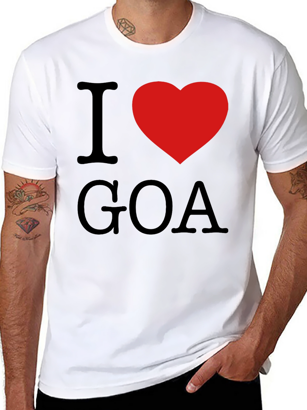 I Love Goa T-Shirt - Black with Red Heart