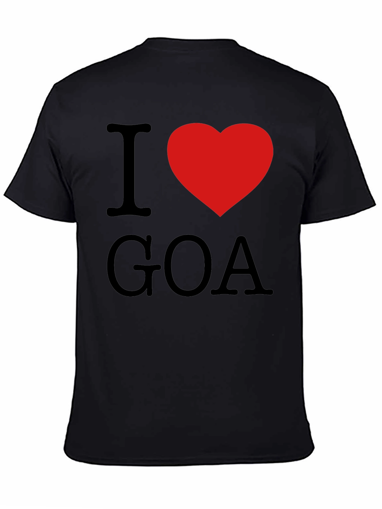I Love Goa T-Shirt - Black with Red Heart