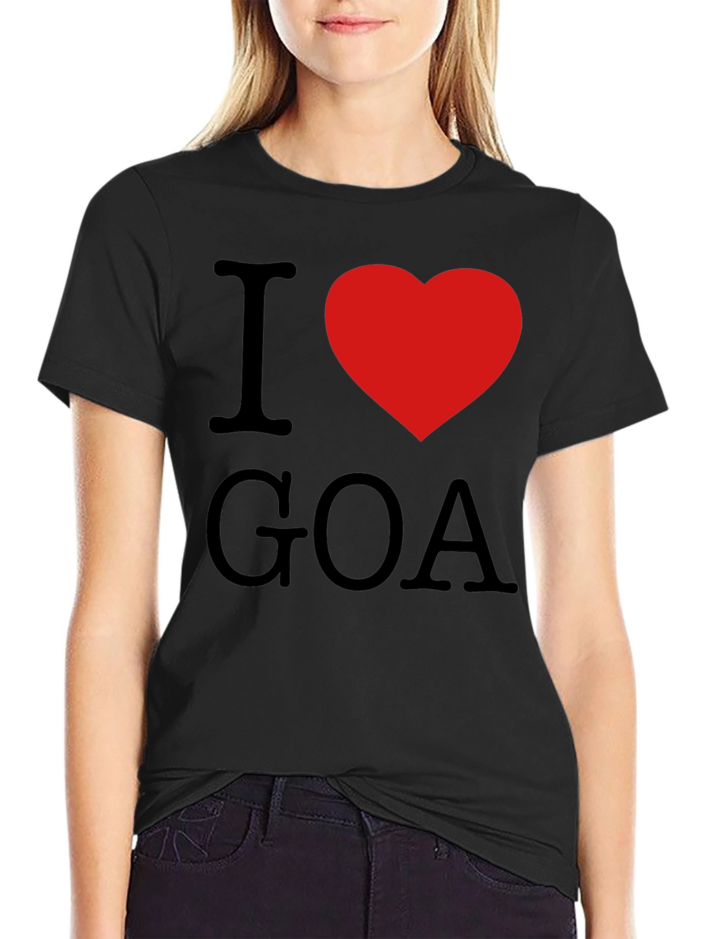 I Love Goa T-Shirt - Black with Red Heart