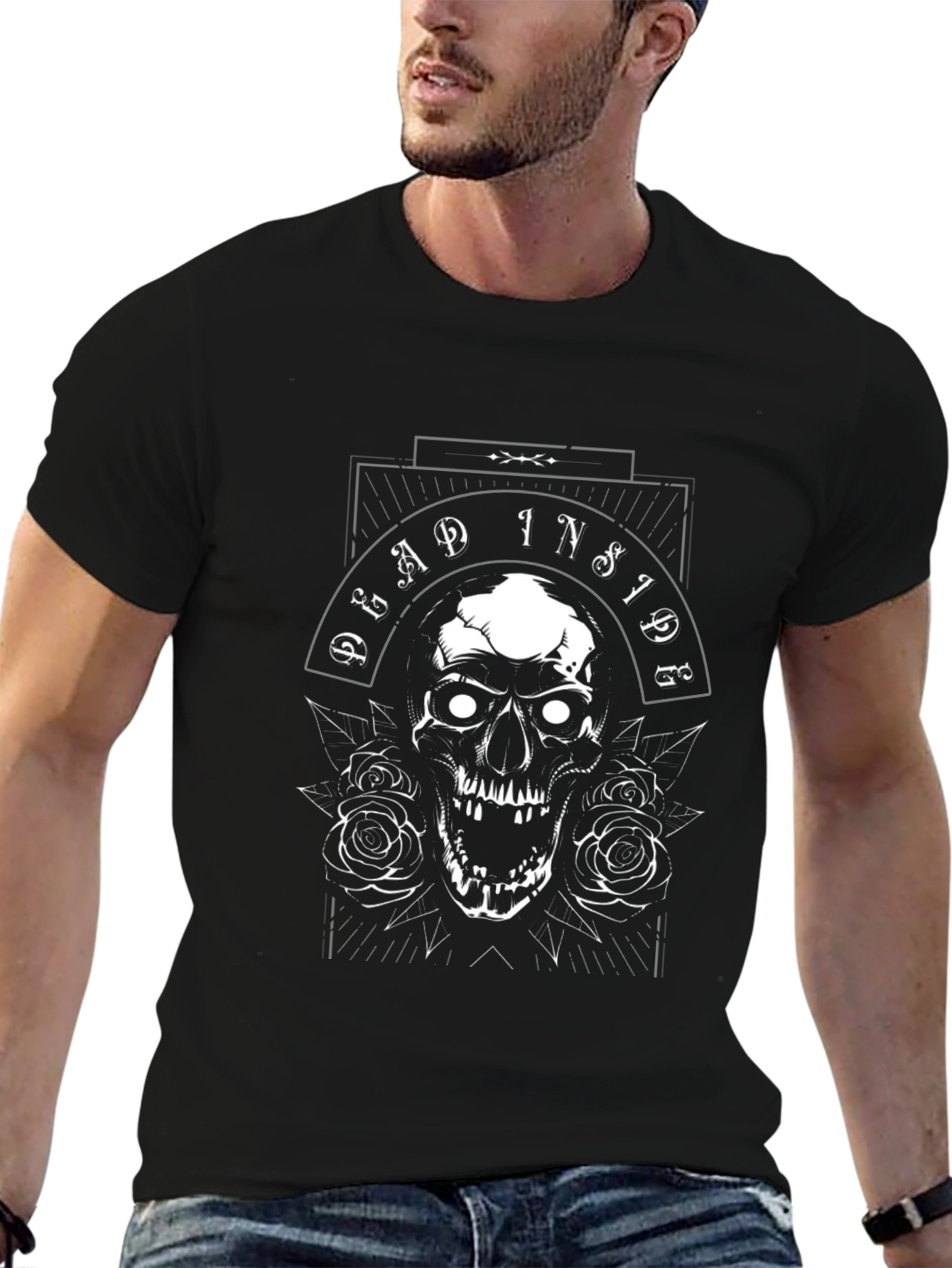 Dead Inside Skull Graphic Tee - Dark Humor T-Shirt