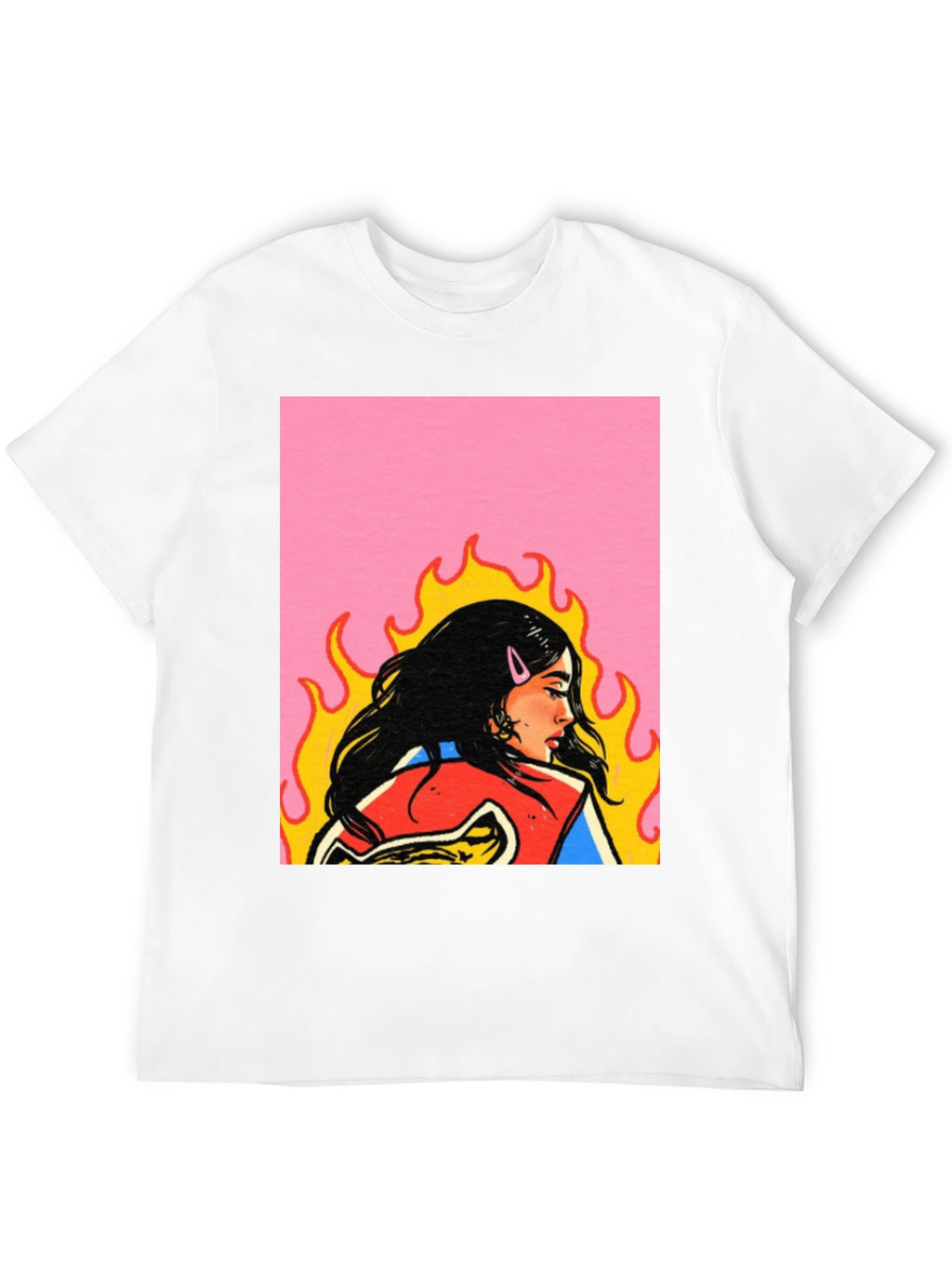 Retro Woman Graphic Tee - Black Cotton Casual T-Shirt