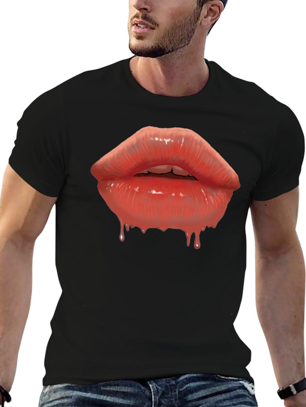 Lips Graphic T-Shirt - Mens Black Tee