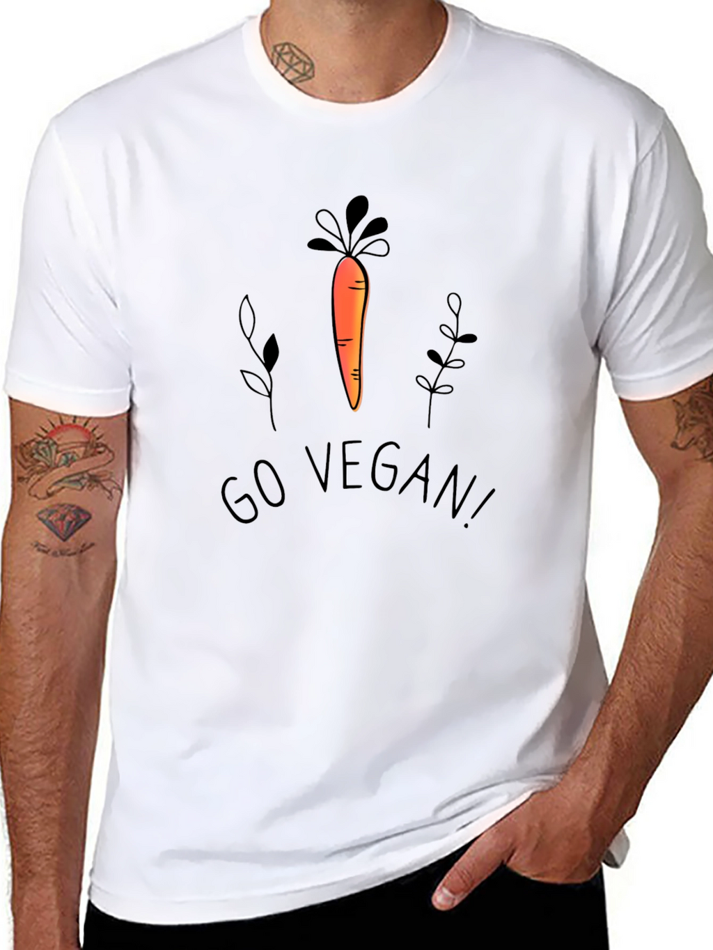 Go Vegan! Carrot Graphic Black T-Shirt