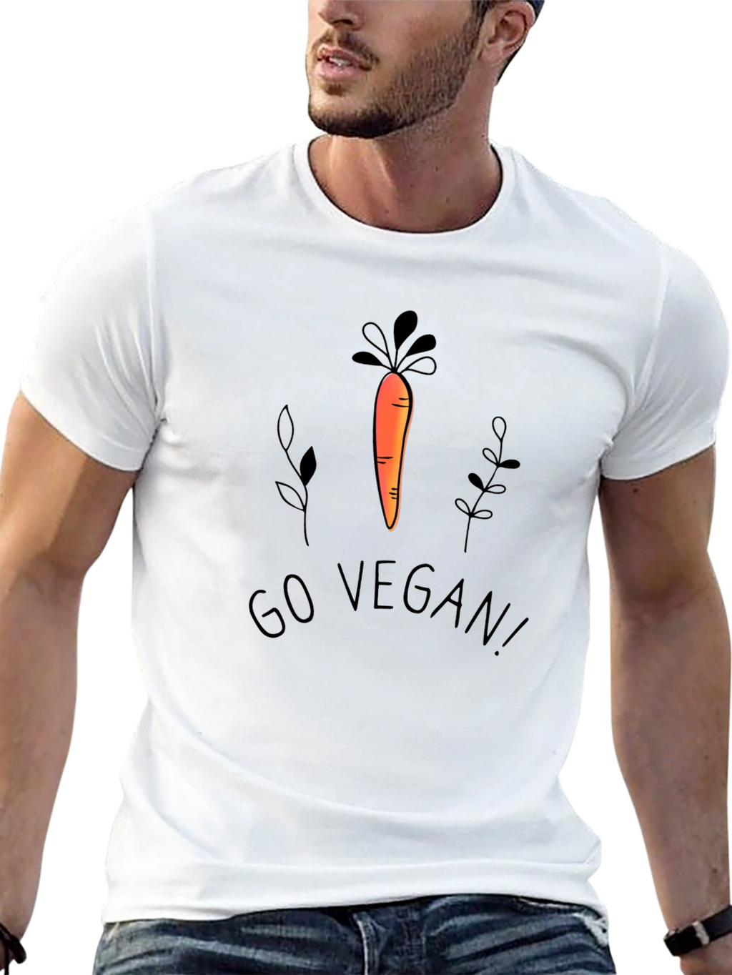 Go Vegan! Carrot Graphic Black T-Shirt