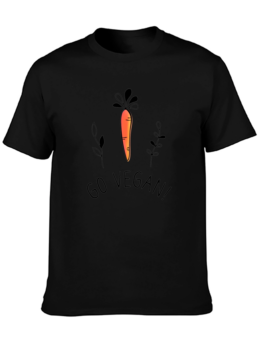 Go Vegan! Carrot Graphic Black T-Shirt
