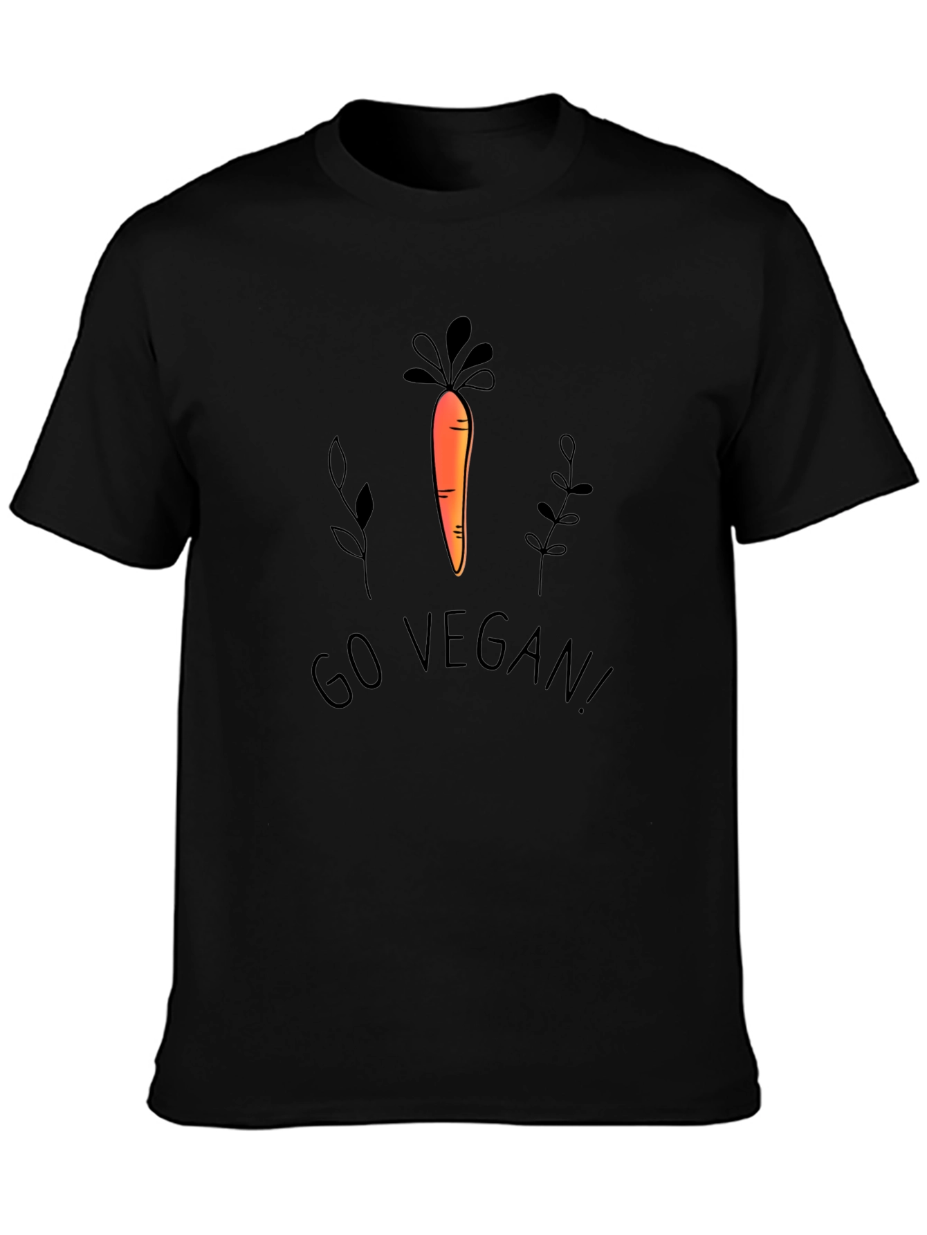 Go Vegan! Carrot Graphic Black T-Shirt