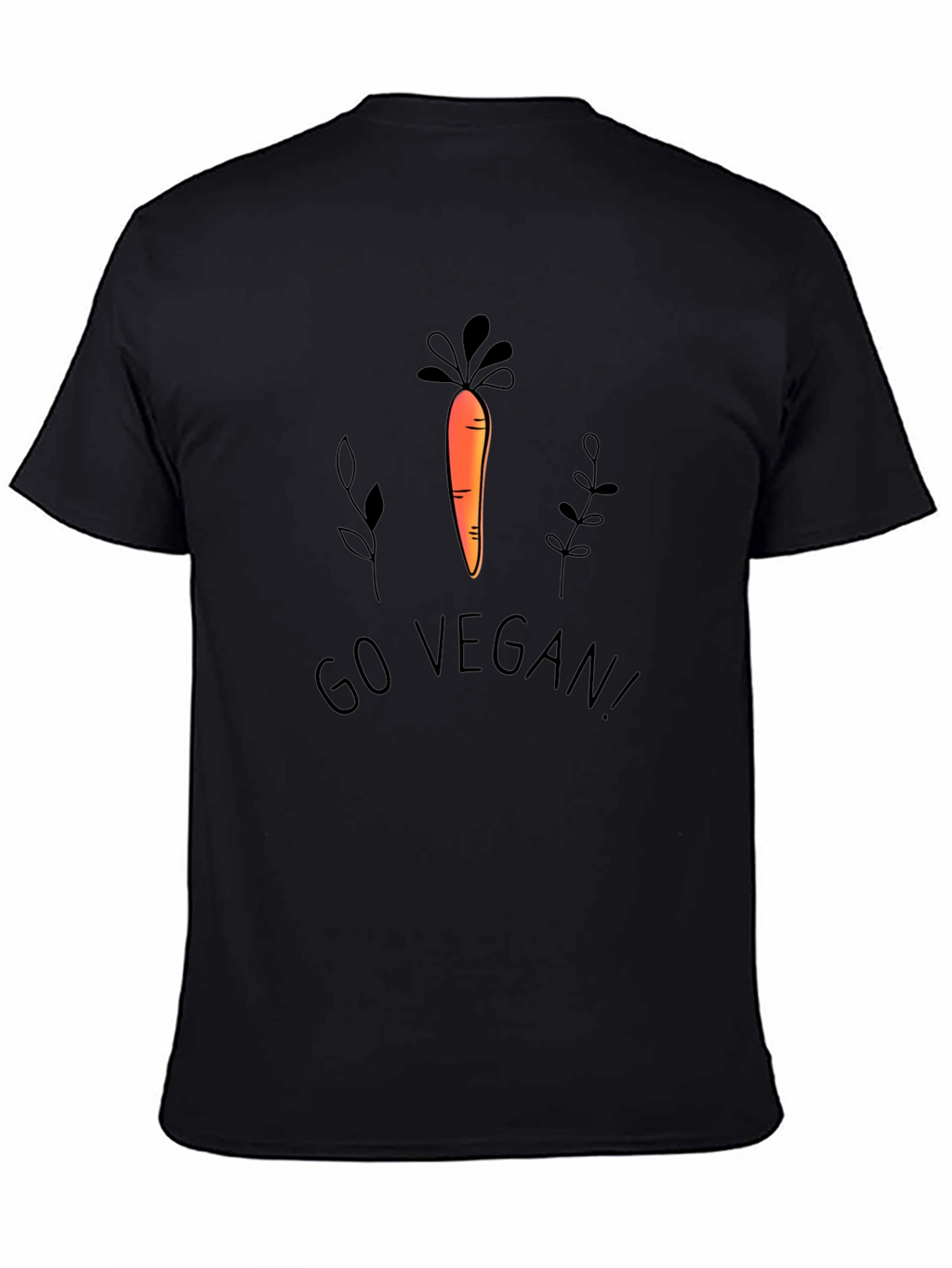 Go Vegan! Carrot Graphic Black T-Shirt