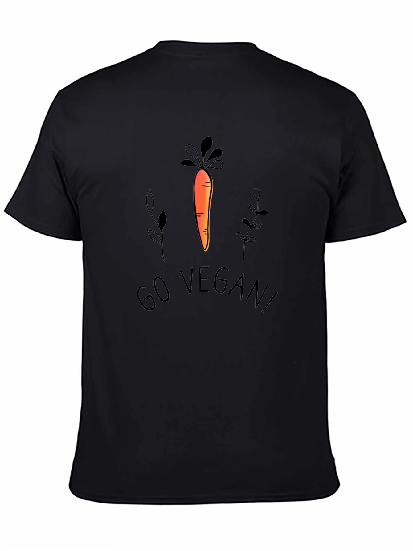 Go Vegan! Carrot Graphic Black T-Shirt