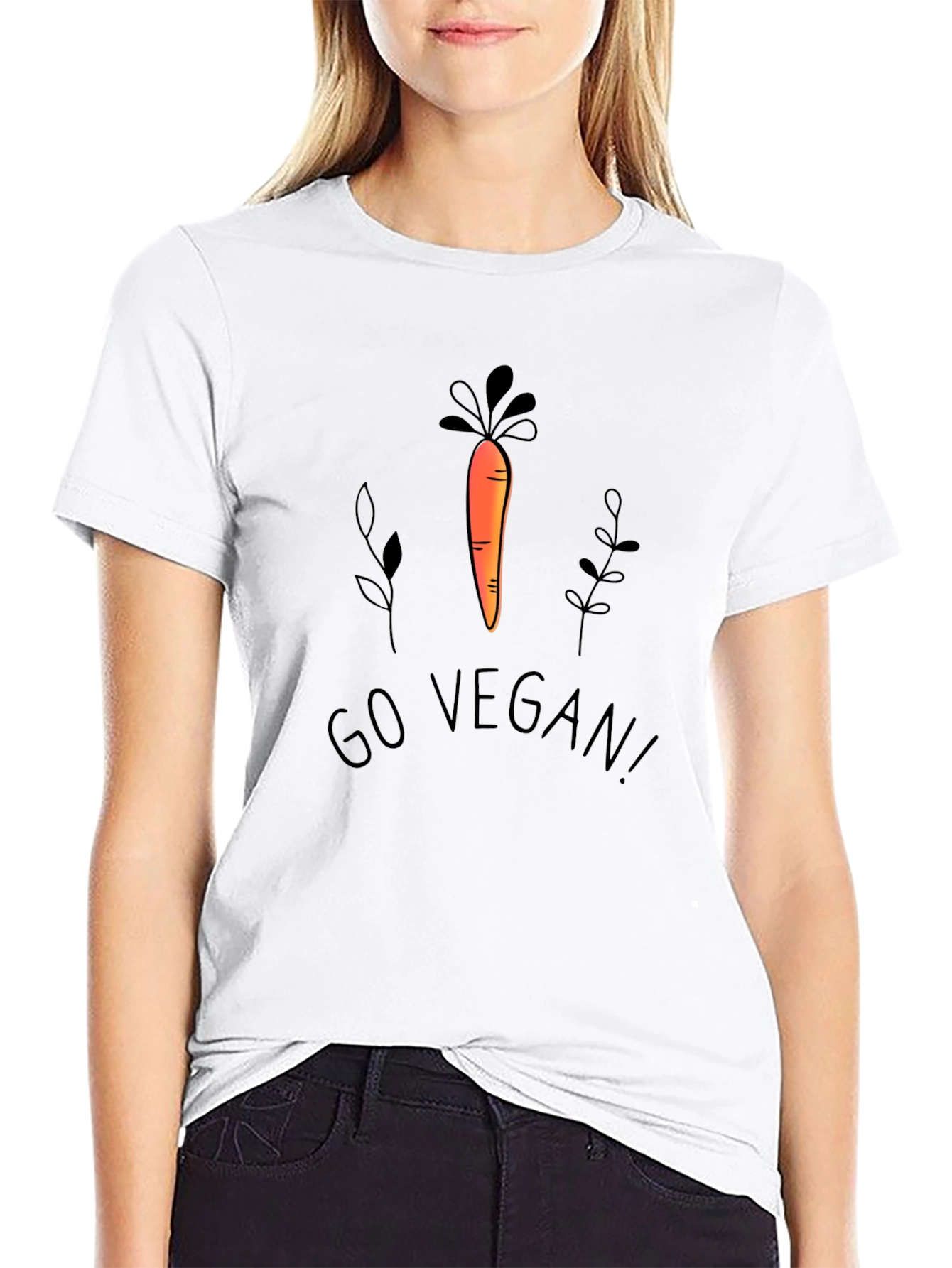 Go Vegan! Carrot Graphic Black T-Shirt