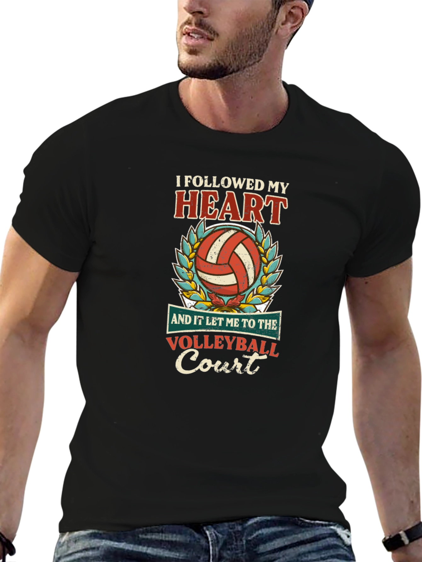 Volleyball Heart Court Graphic Tee