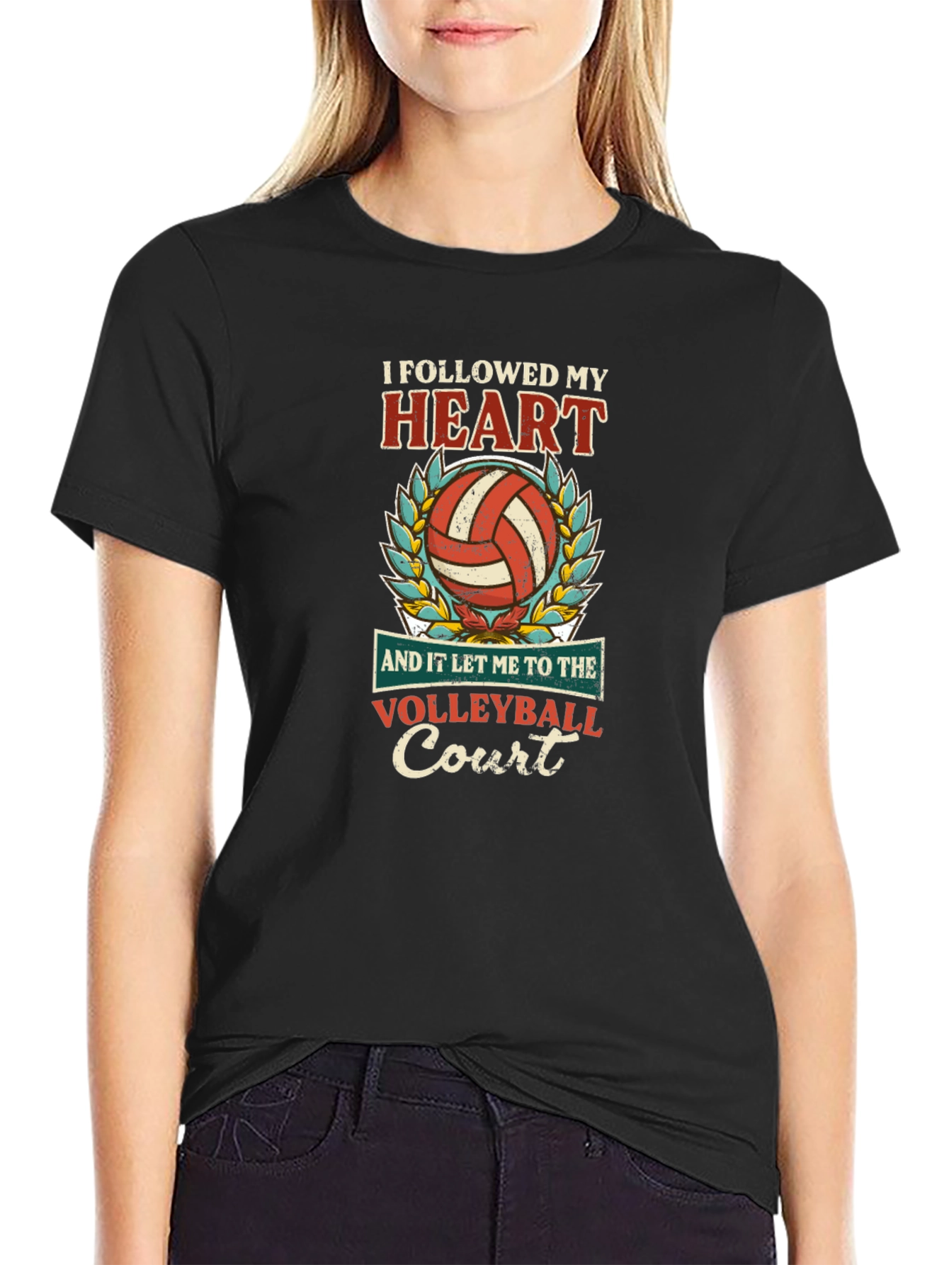 Volleyball Heart Court Graphic Tee