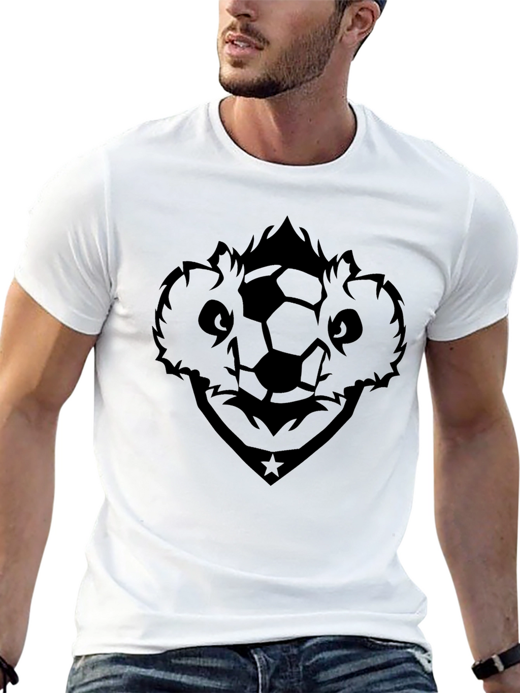 Soccer Koala Graphic Tee - Black Cotton Shirt