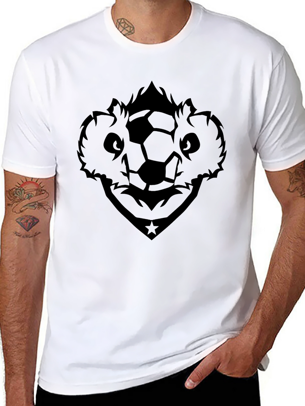Soccer Koala Graphic Tee - Black Cotton Shirt