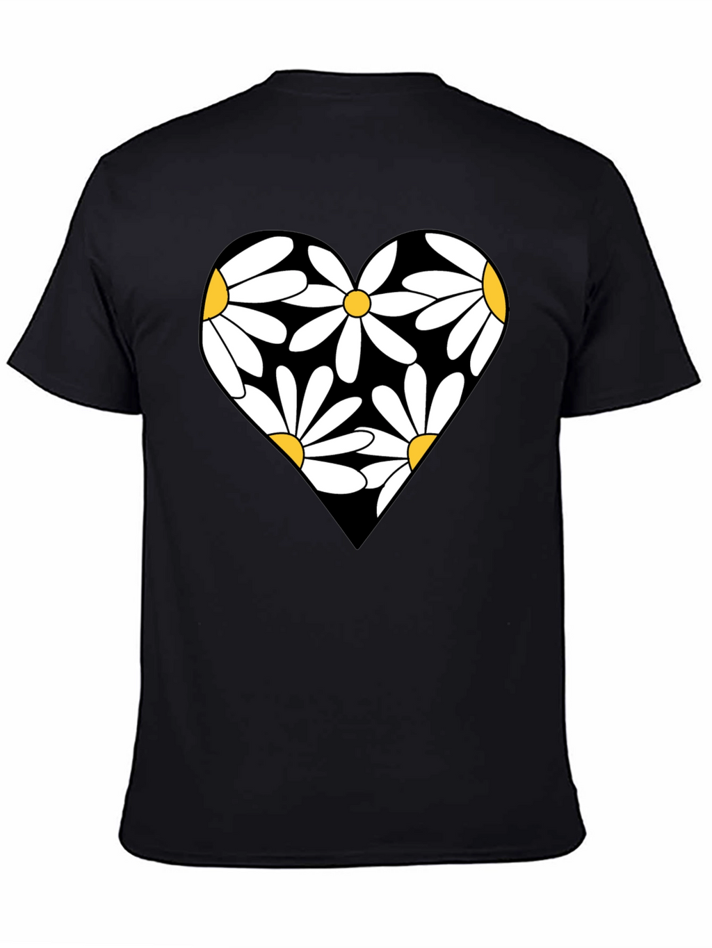 Daisy Heart Graphic Black T-Shirt