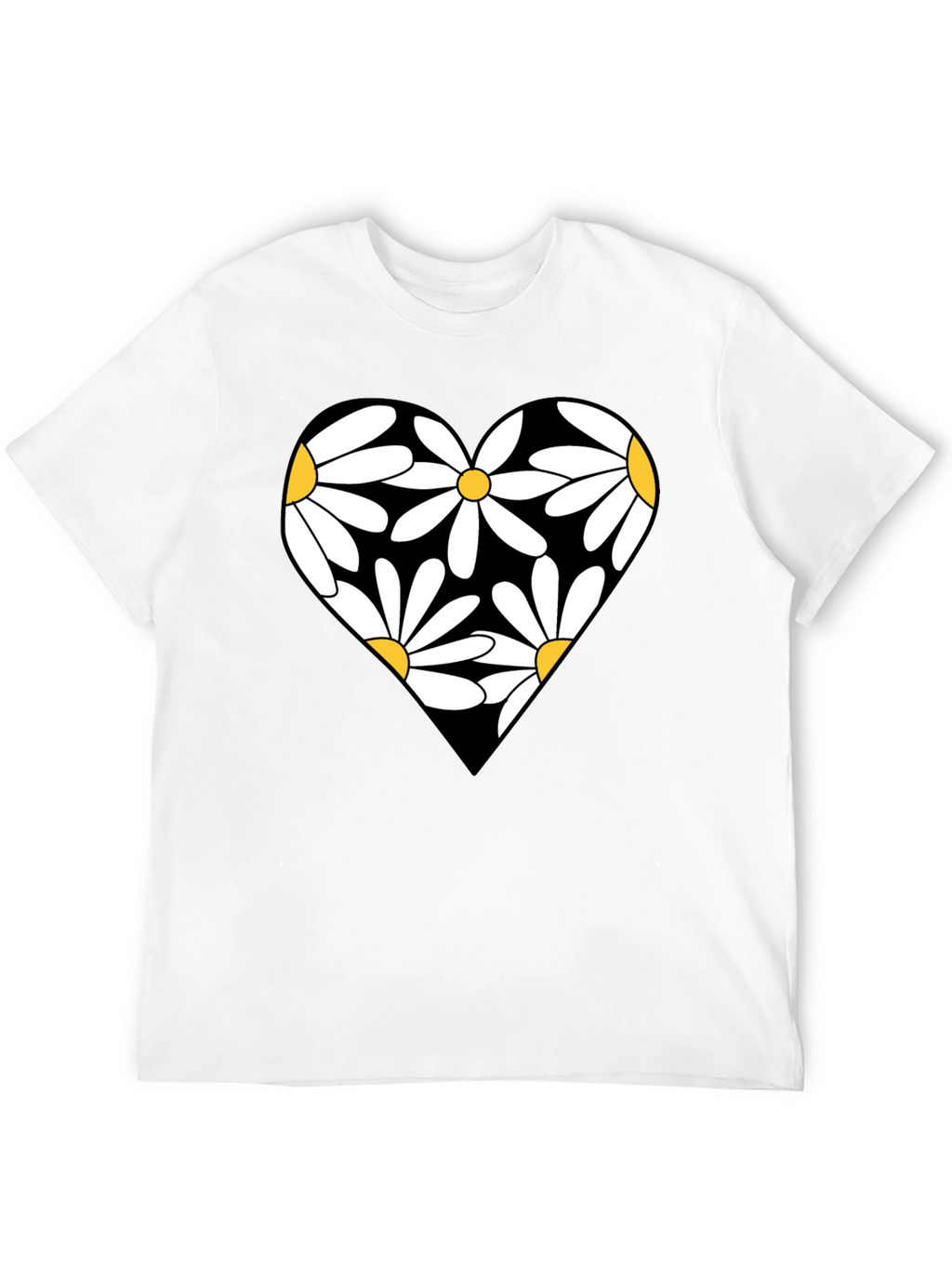 Daisy Heart Graphic Black T-Shirt