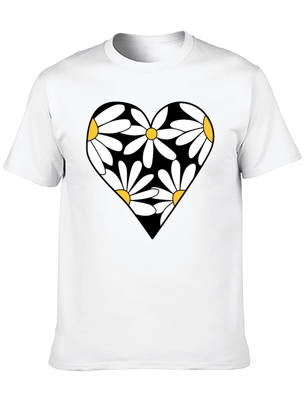 Daisy Heart Graphic Black T-Shirt