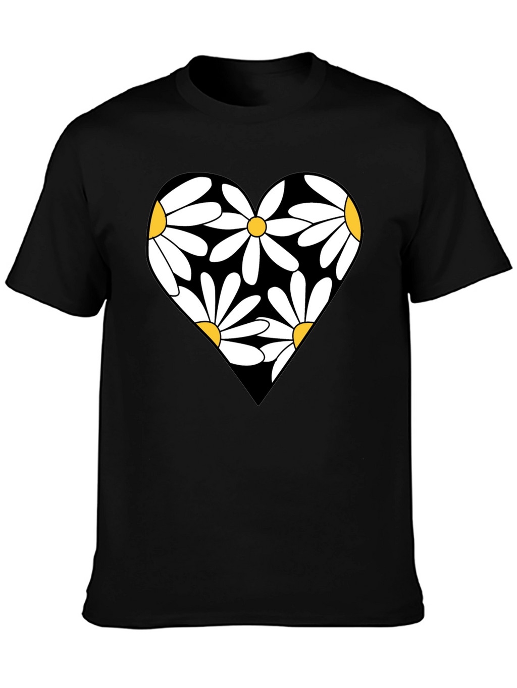 Daisy Heart Graphic Black T-Shirt