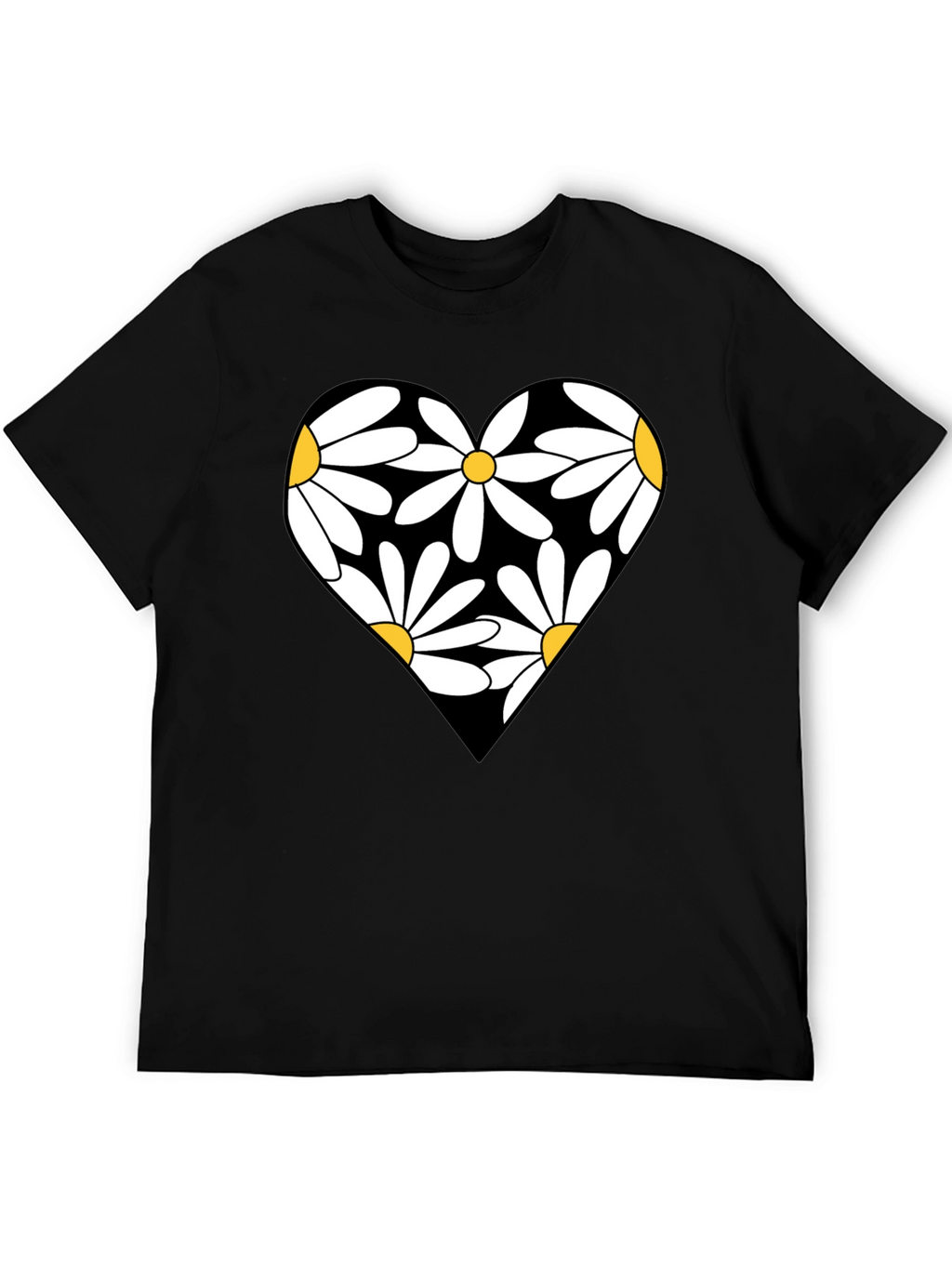 Daisy Heart Graphic Black T-Shirt