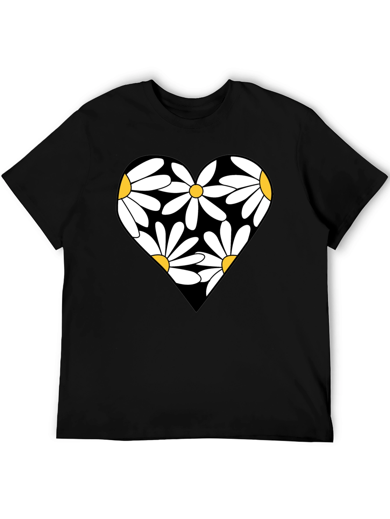 Daisy Heart Graphic Black T-Shirt