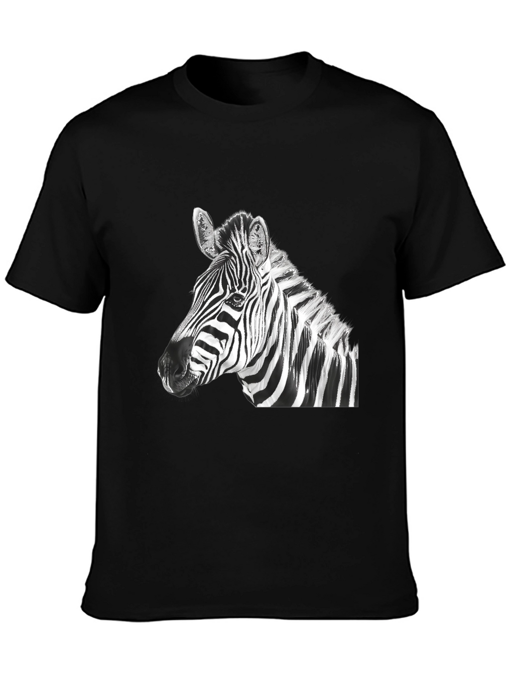 Zebra Graphic Tee - Black Cotton Blend Shirt