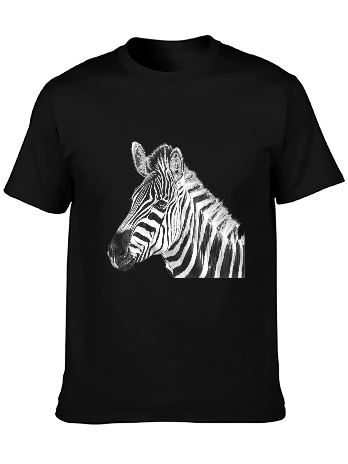 Zebra Graphic Tee - Black Cotton Blend Shirt