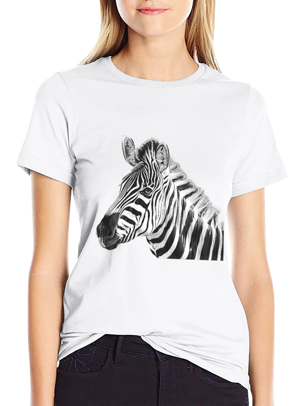 Zebra Graphic Tee - Black Cotton Blend Shirt