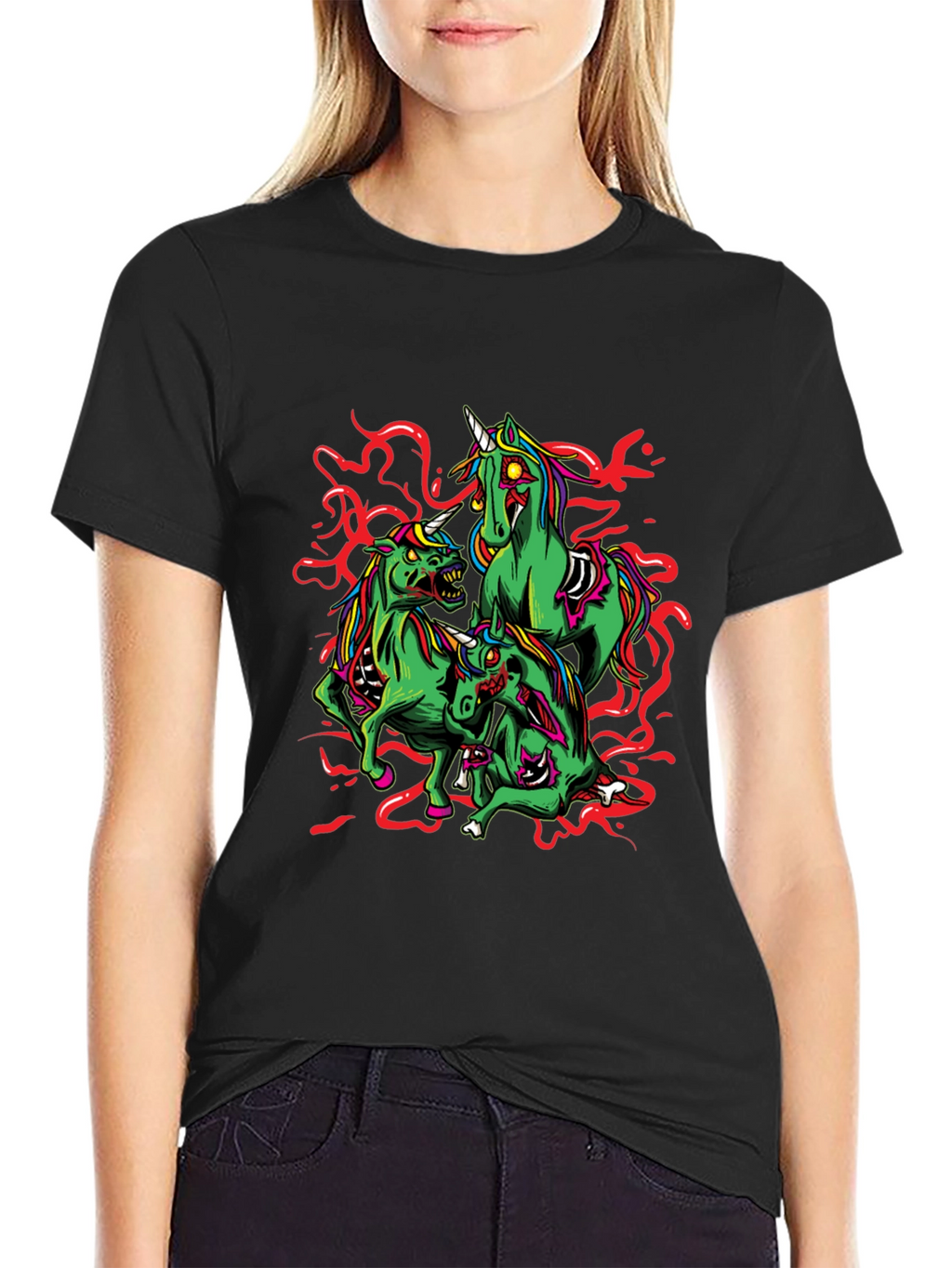 Zombie Unicorn Graphic Tee - Black