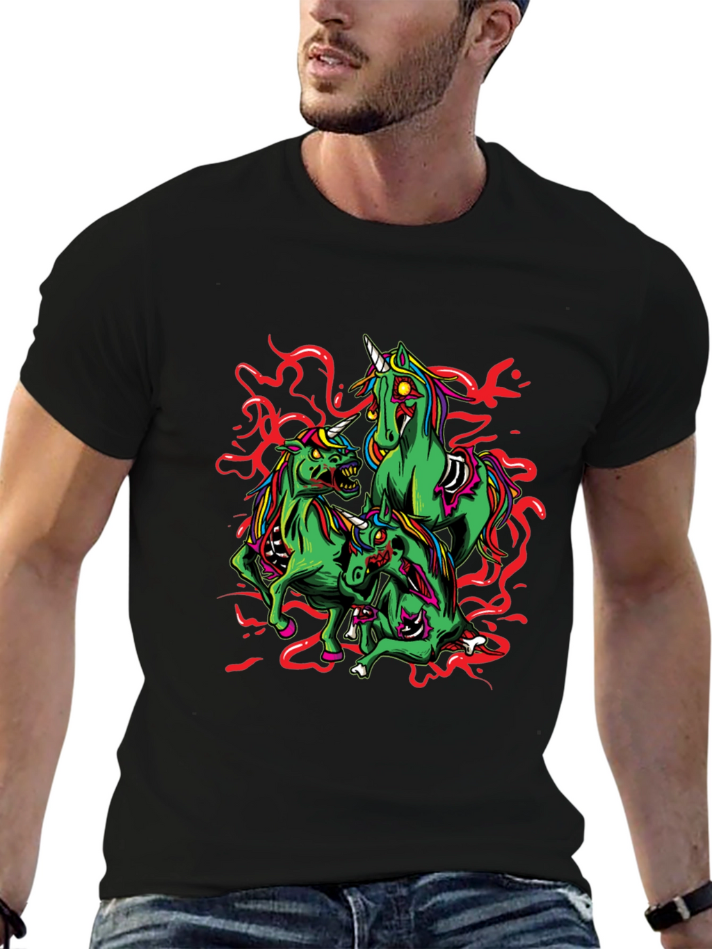 Zombie Unicorn Graphic Tee - Black