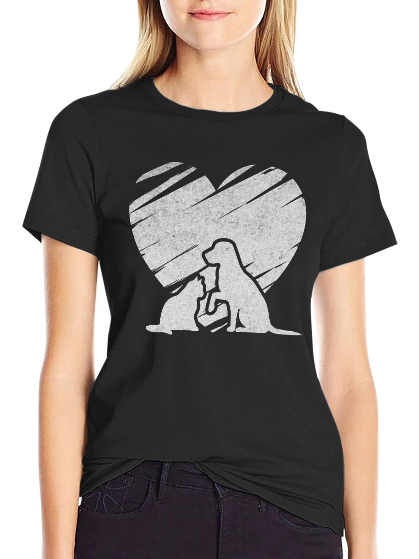 Cat and Dog Heart T-Shirt - Pet Lover Tee