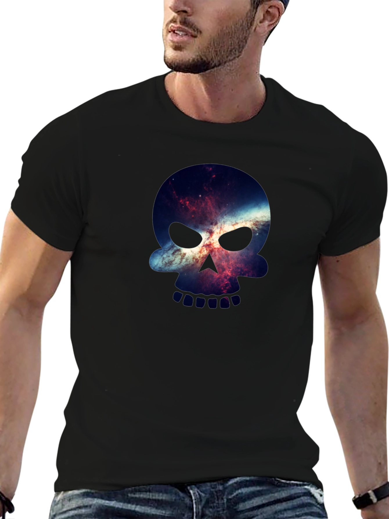 Galaxy Skull Graphic Black T-Shirt