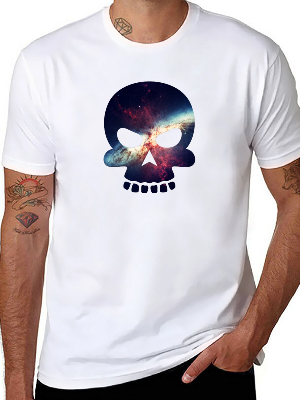 Galaxy Skull Graphic Black T-Shirt