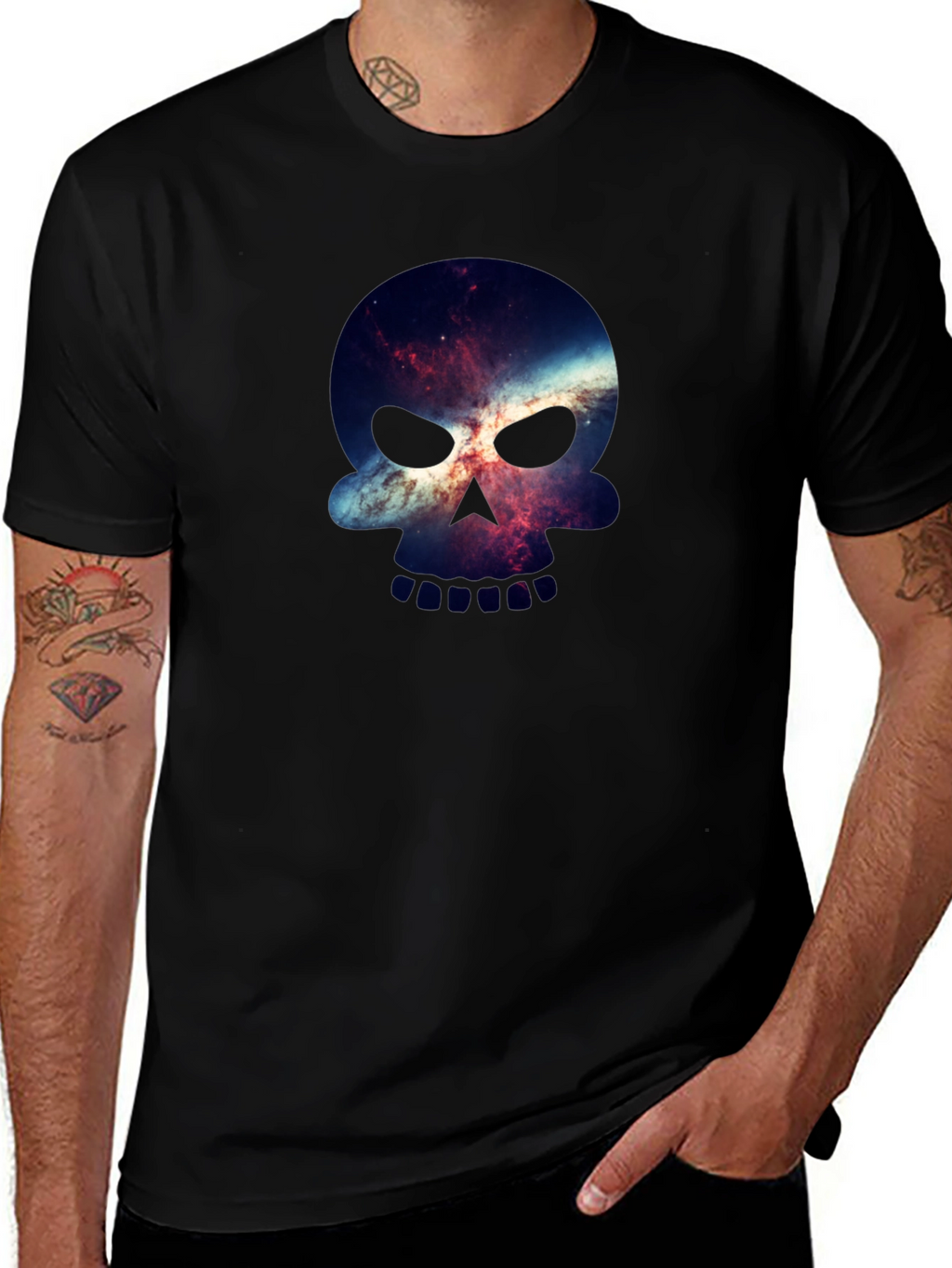 Galaxy Skull Graphic Black T-Shirt