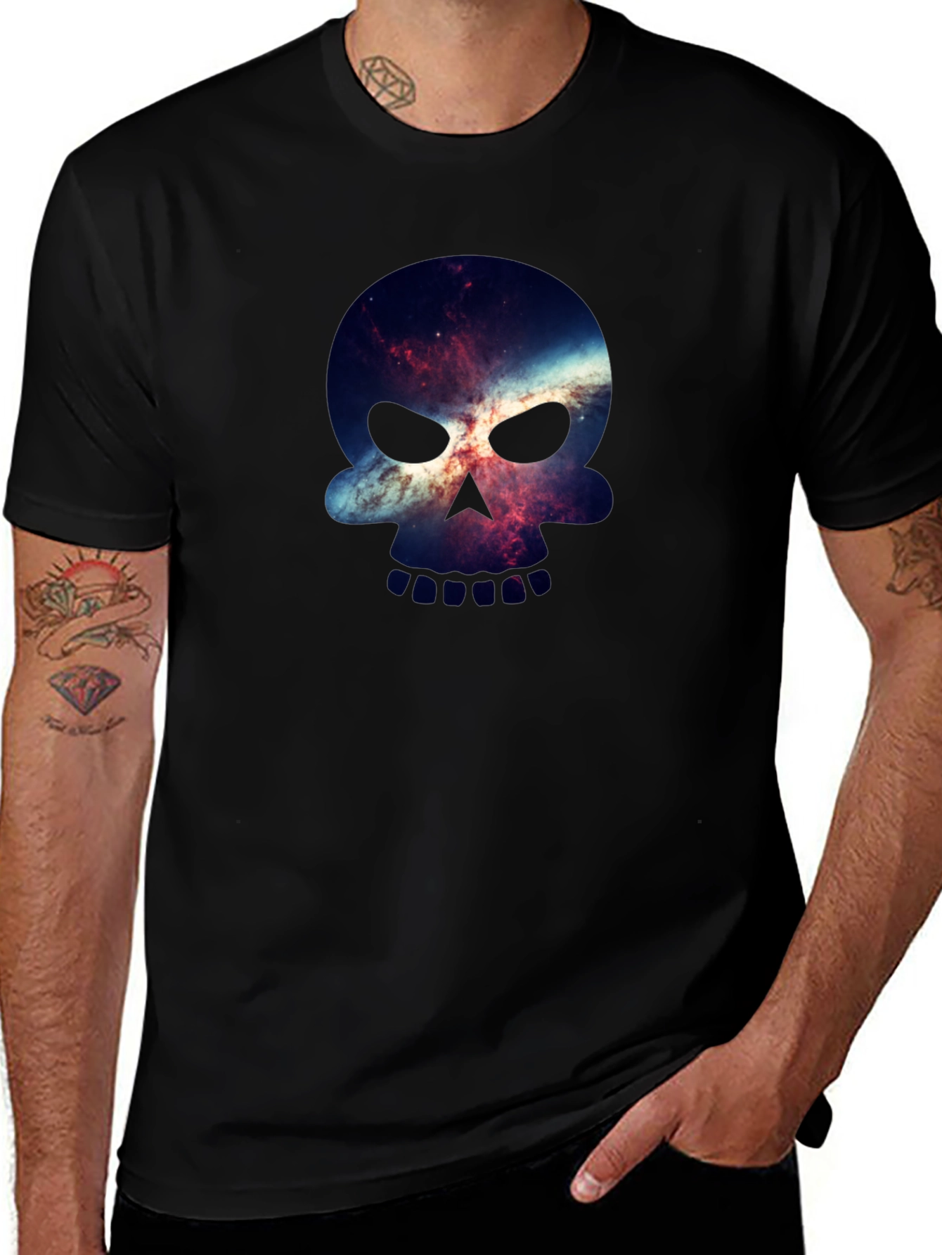 Galaxy Skull Graphic Black T-Shirt