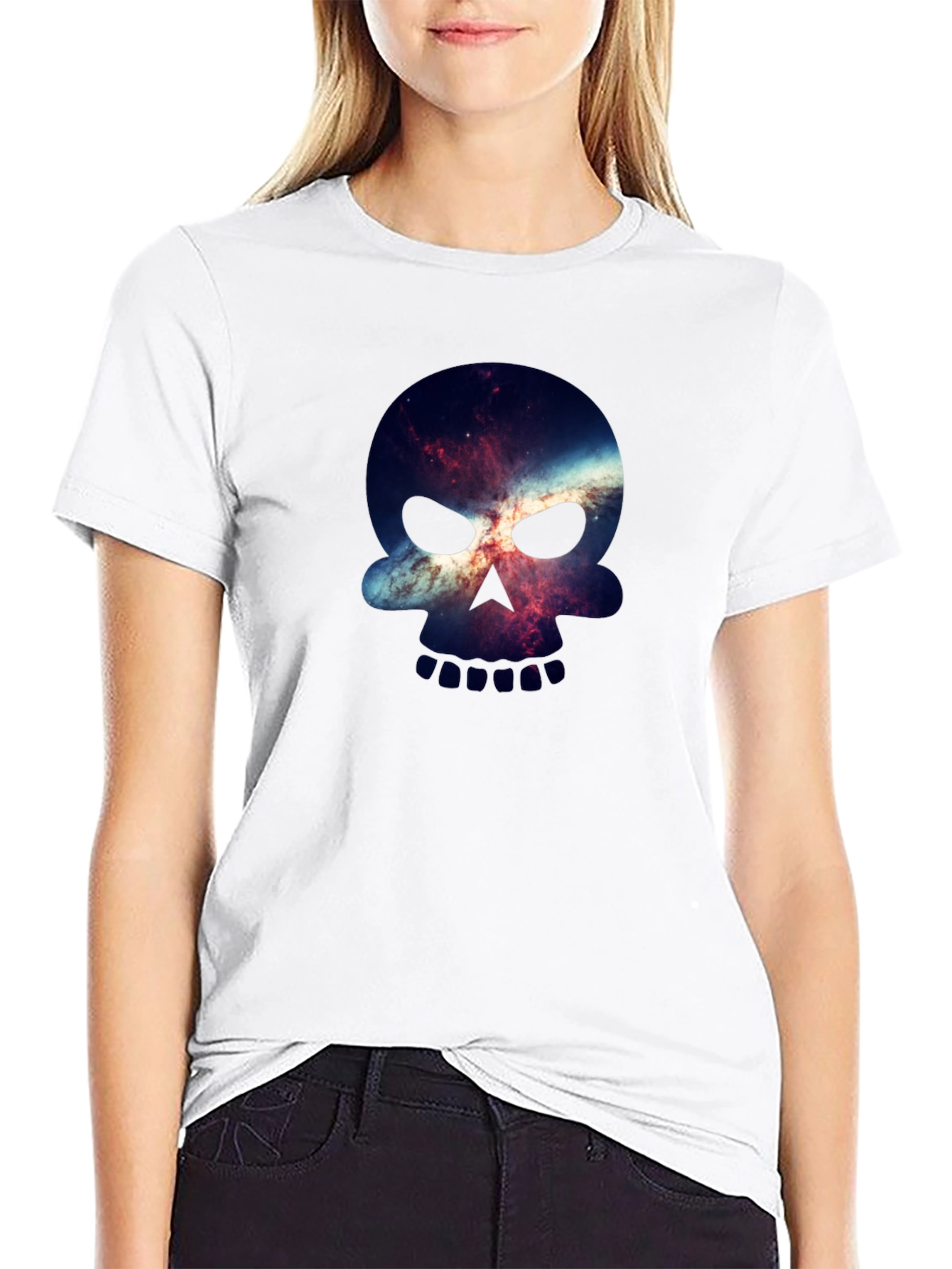 Galaxy Skull Graphic Black T-Shirt