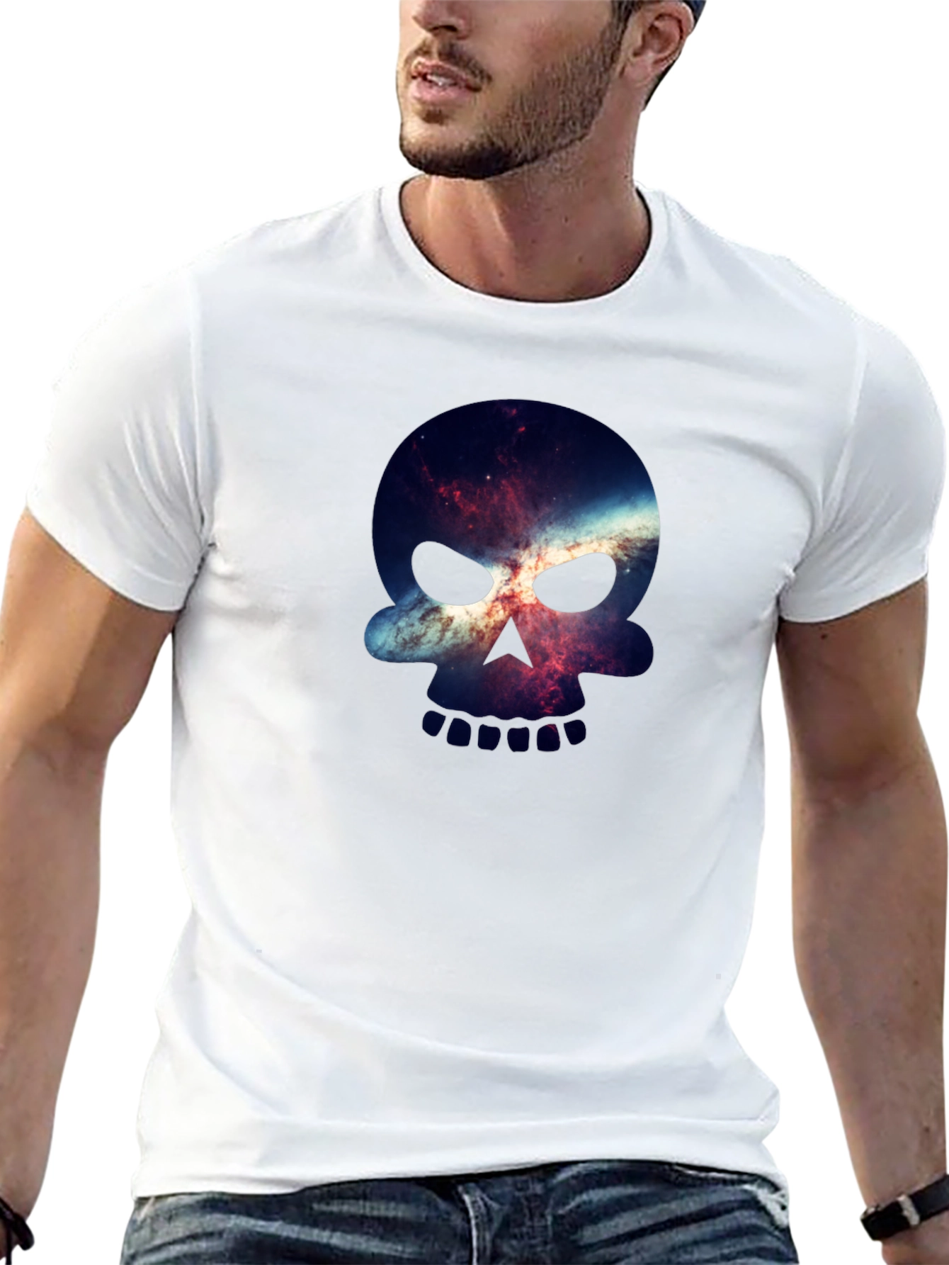 Galaxy Skull Graphic Black T-Shirt