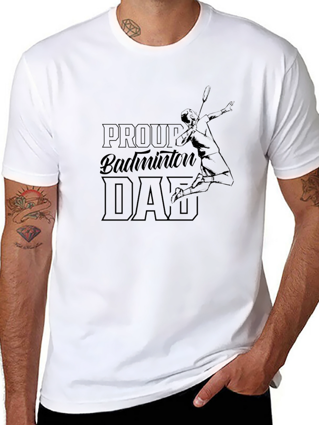 Proud Badminton Dad Graphic T-Shirt