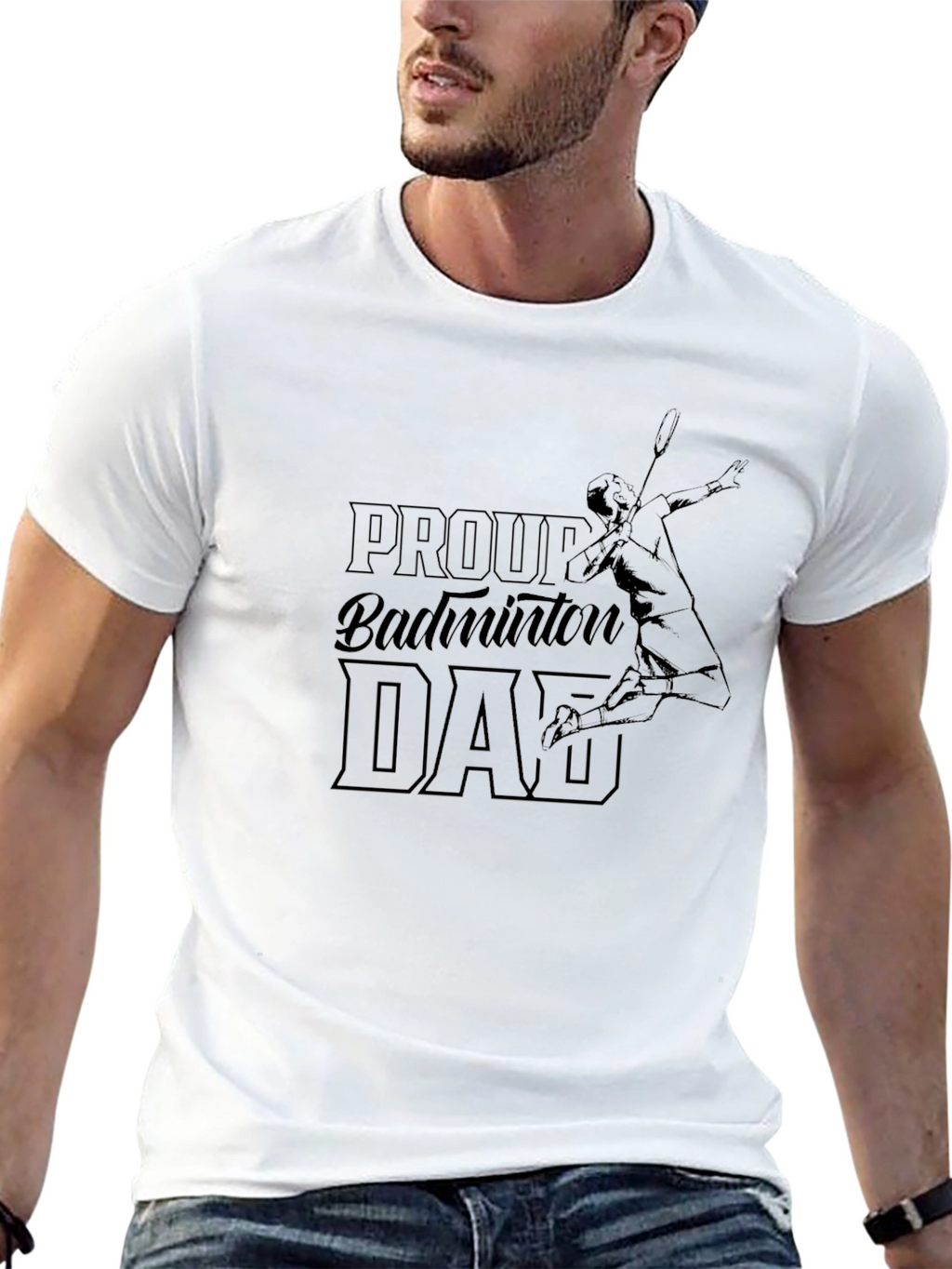 Proud Badminton Dad Graphic T-Shirt
