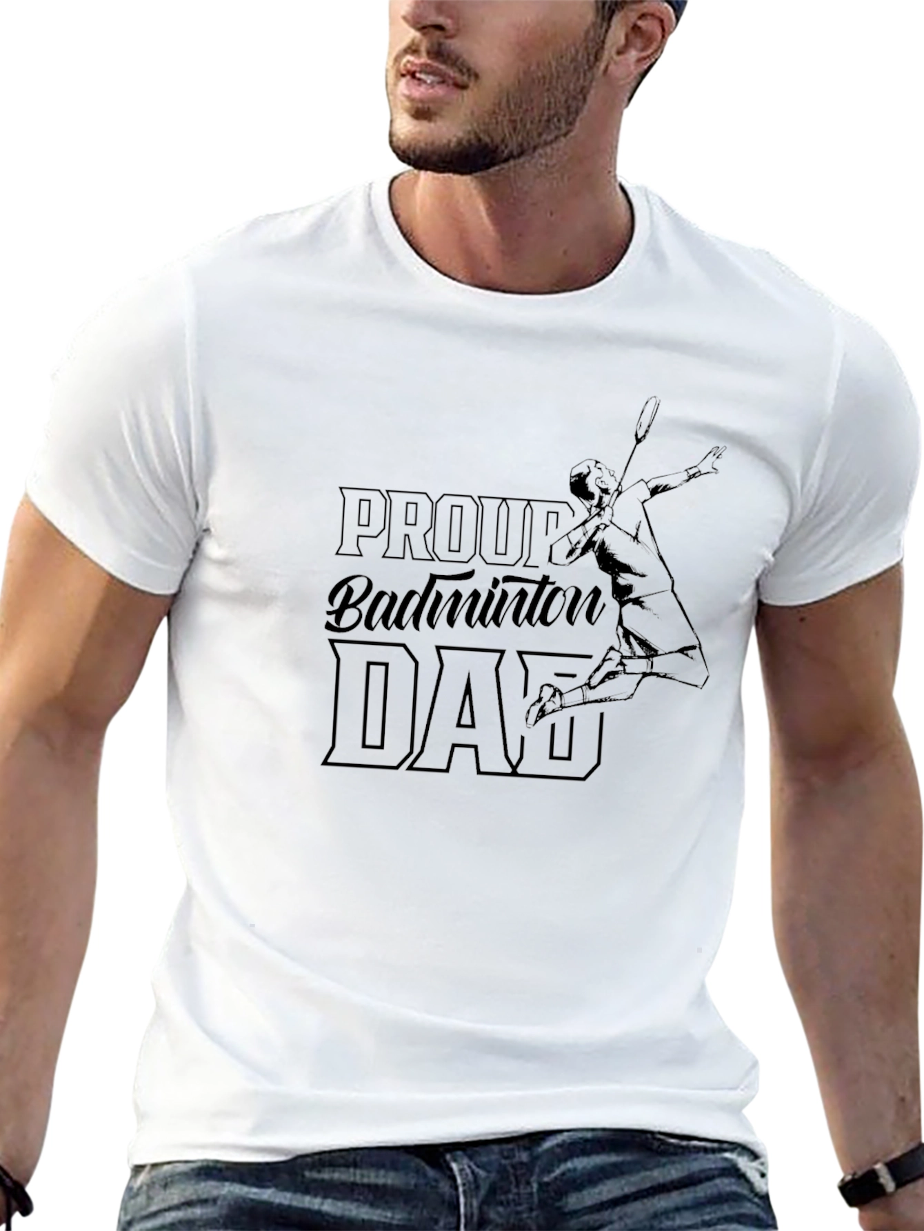 Proud Badminton Dad Graphic T-Shirt