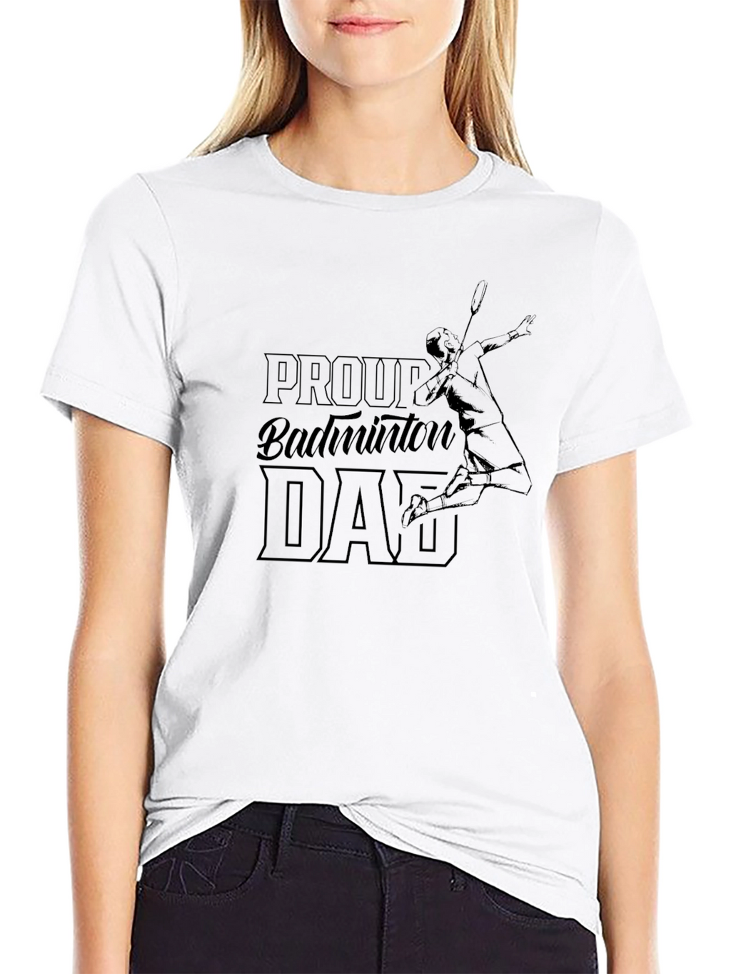 Proud Badminton Dad Graphic T-Shirt