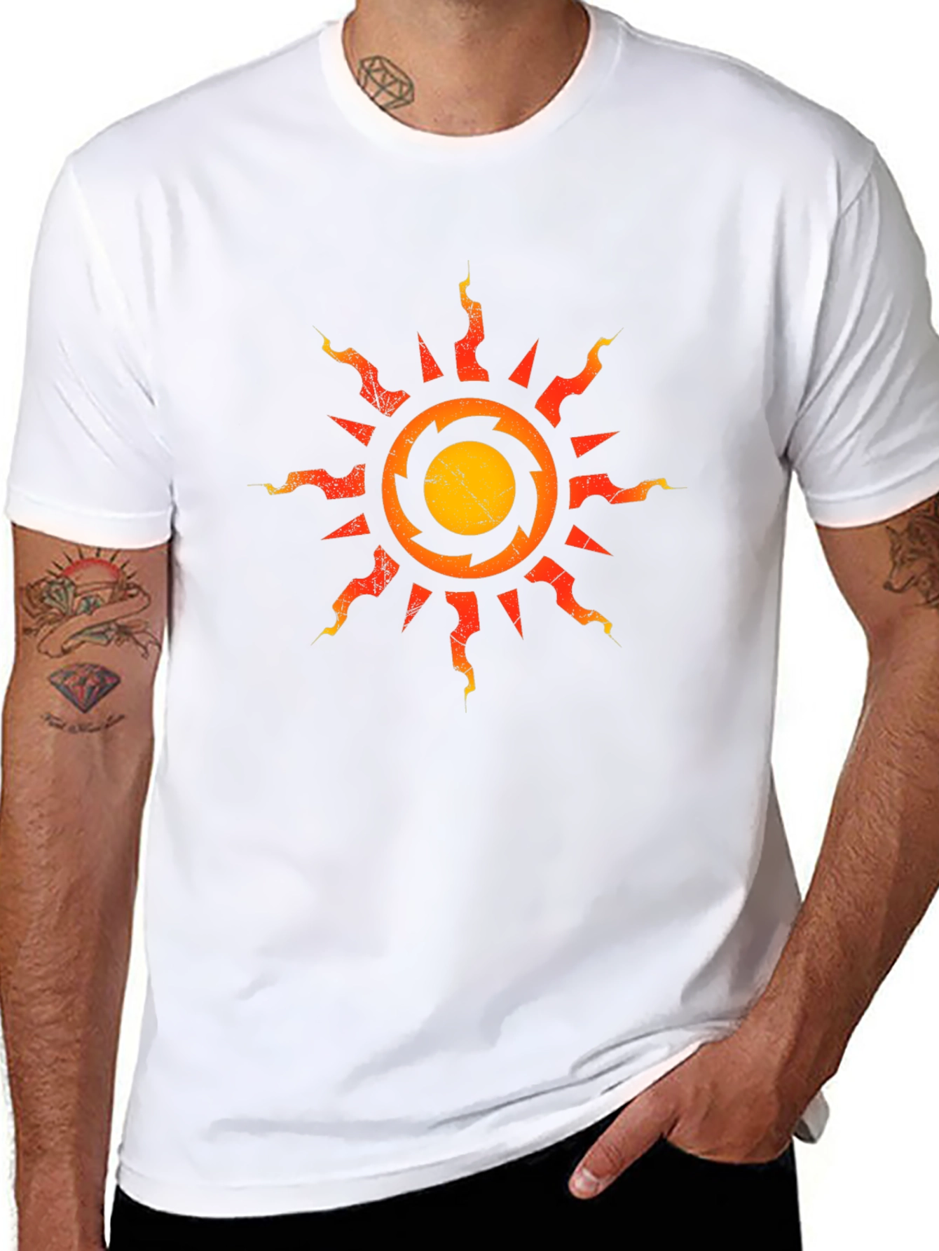 Distressed Sun Graphic Black T-Shirt