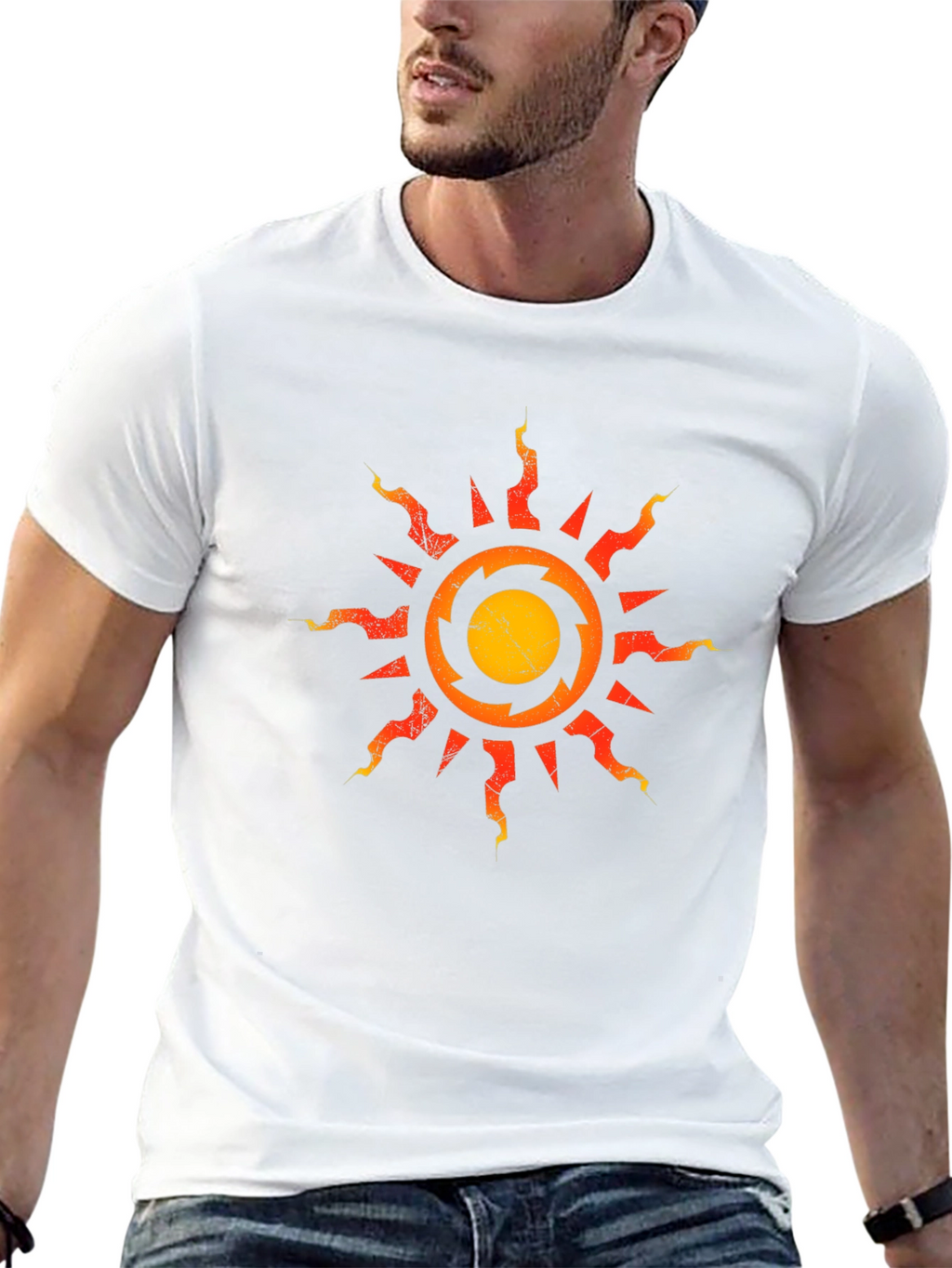 Distressed Sun Graphic Black T-Shirt