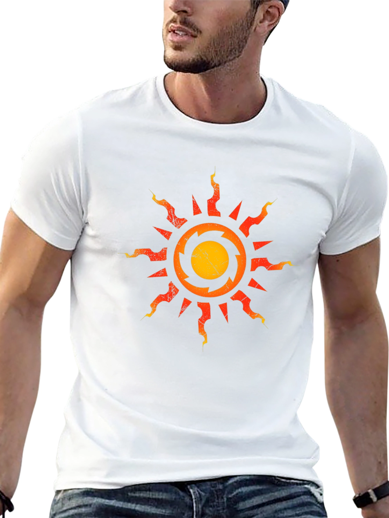 Distressed Sun Graphic Black T-Shirt