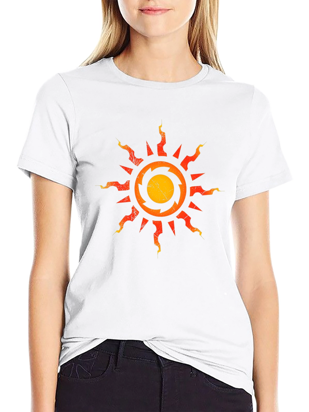 Distressed Sun Graphic Black T-Shirt