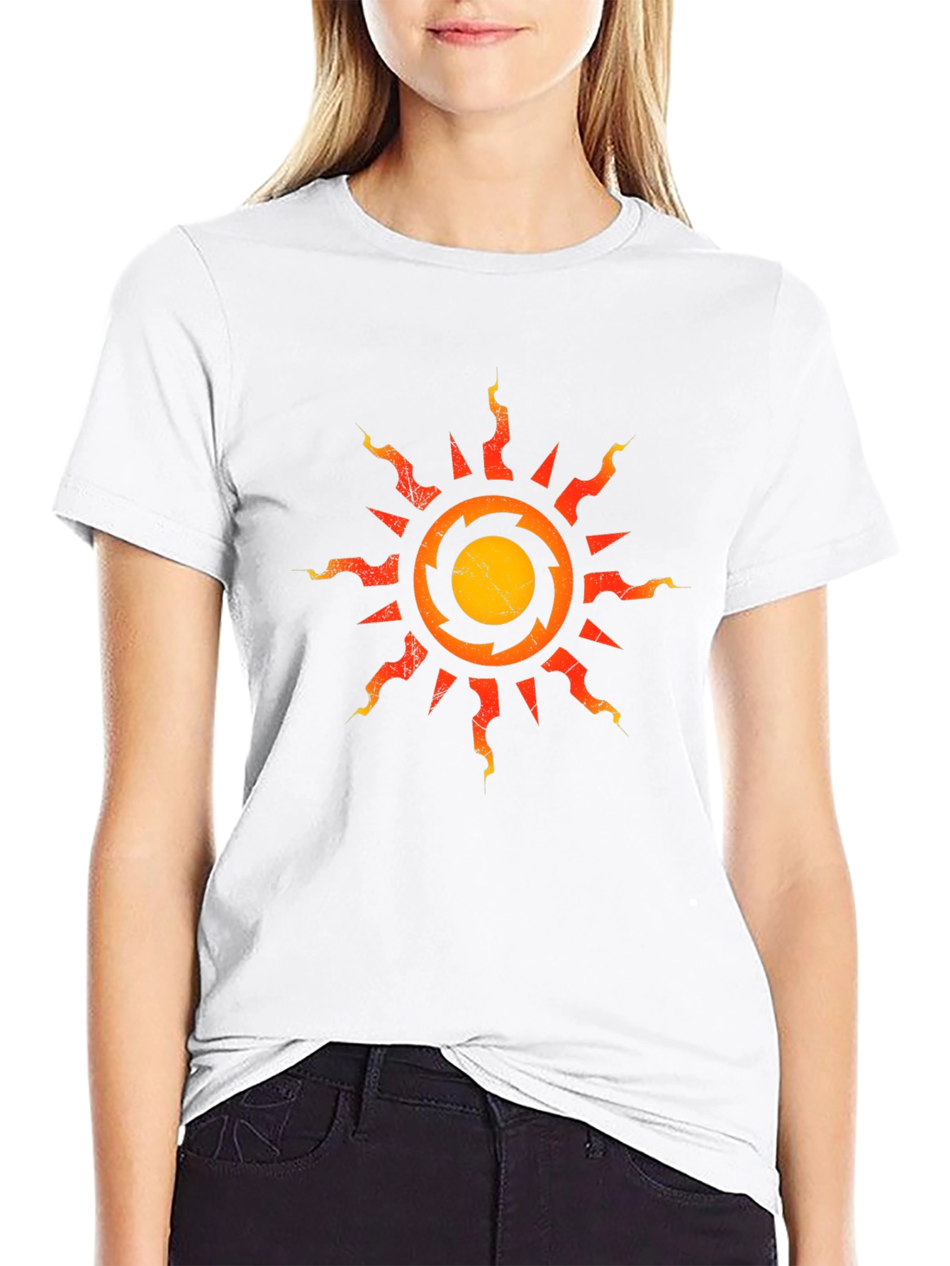 Distressed Sun Graphic Black T-Shirt