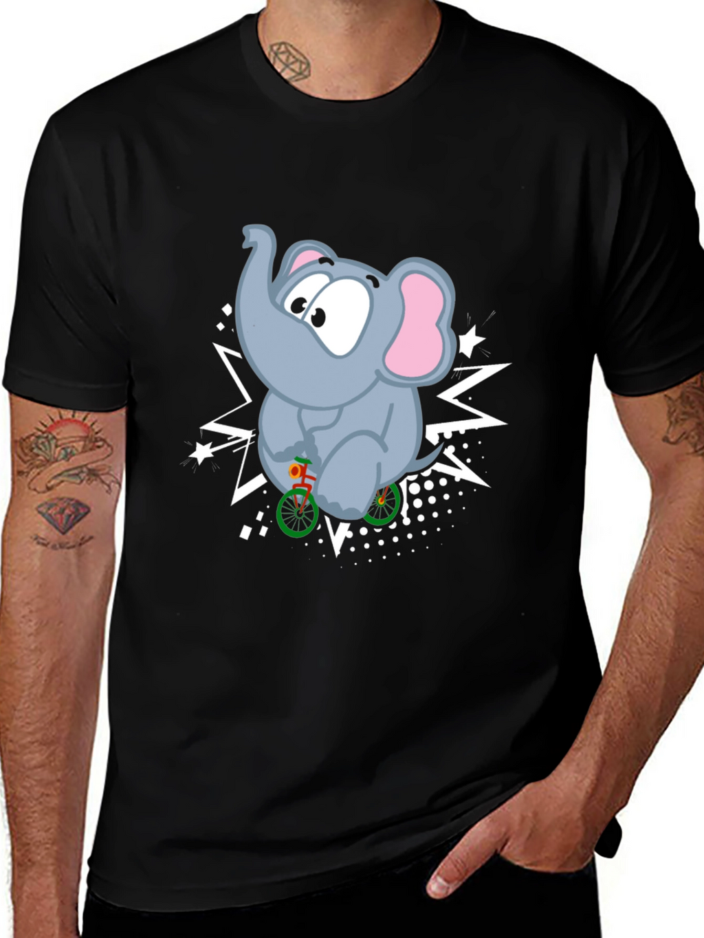 Elephant on Bike Graphic T-Shirt