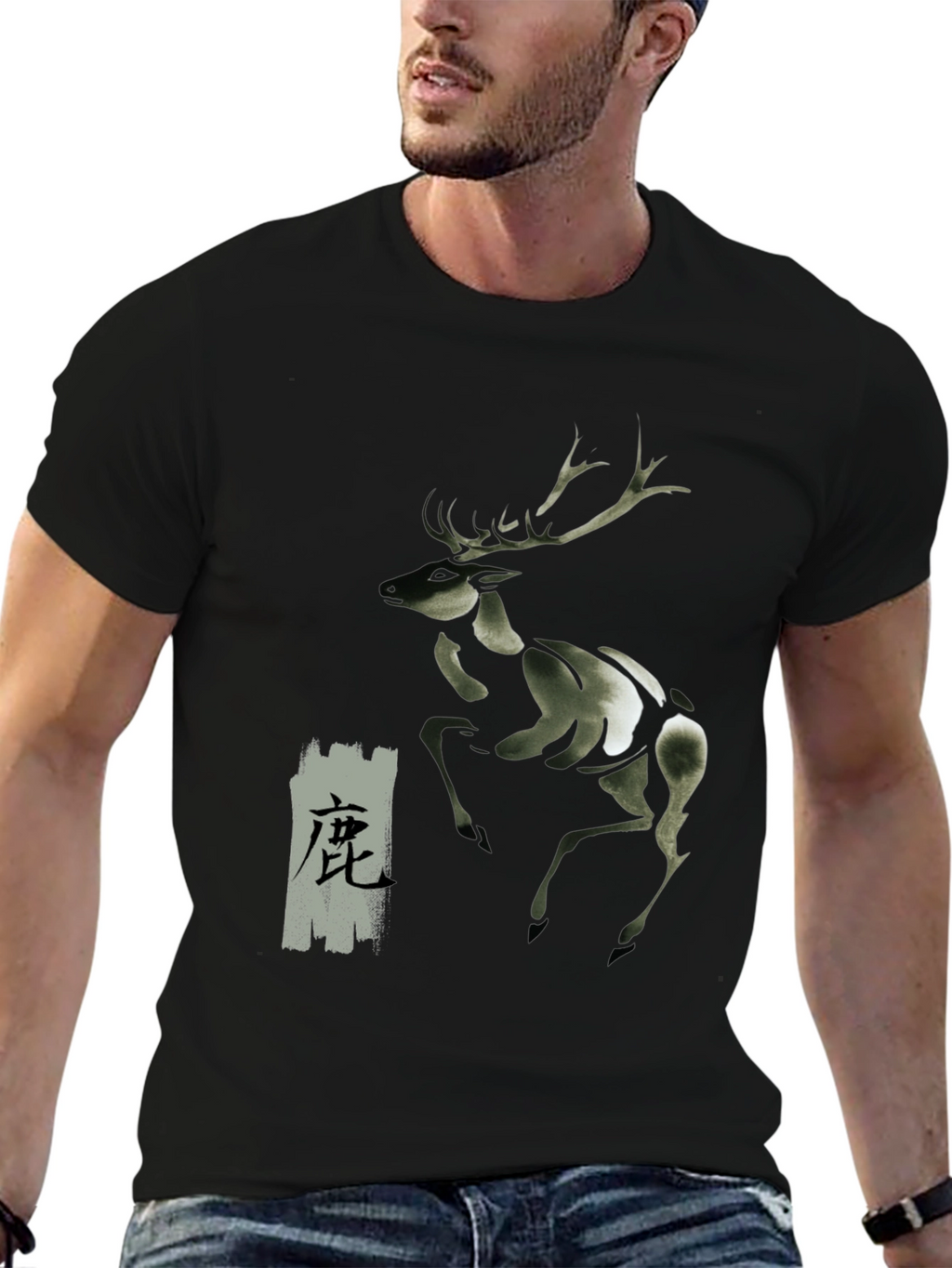Deer Graphic Black T-Shirt