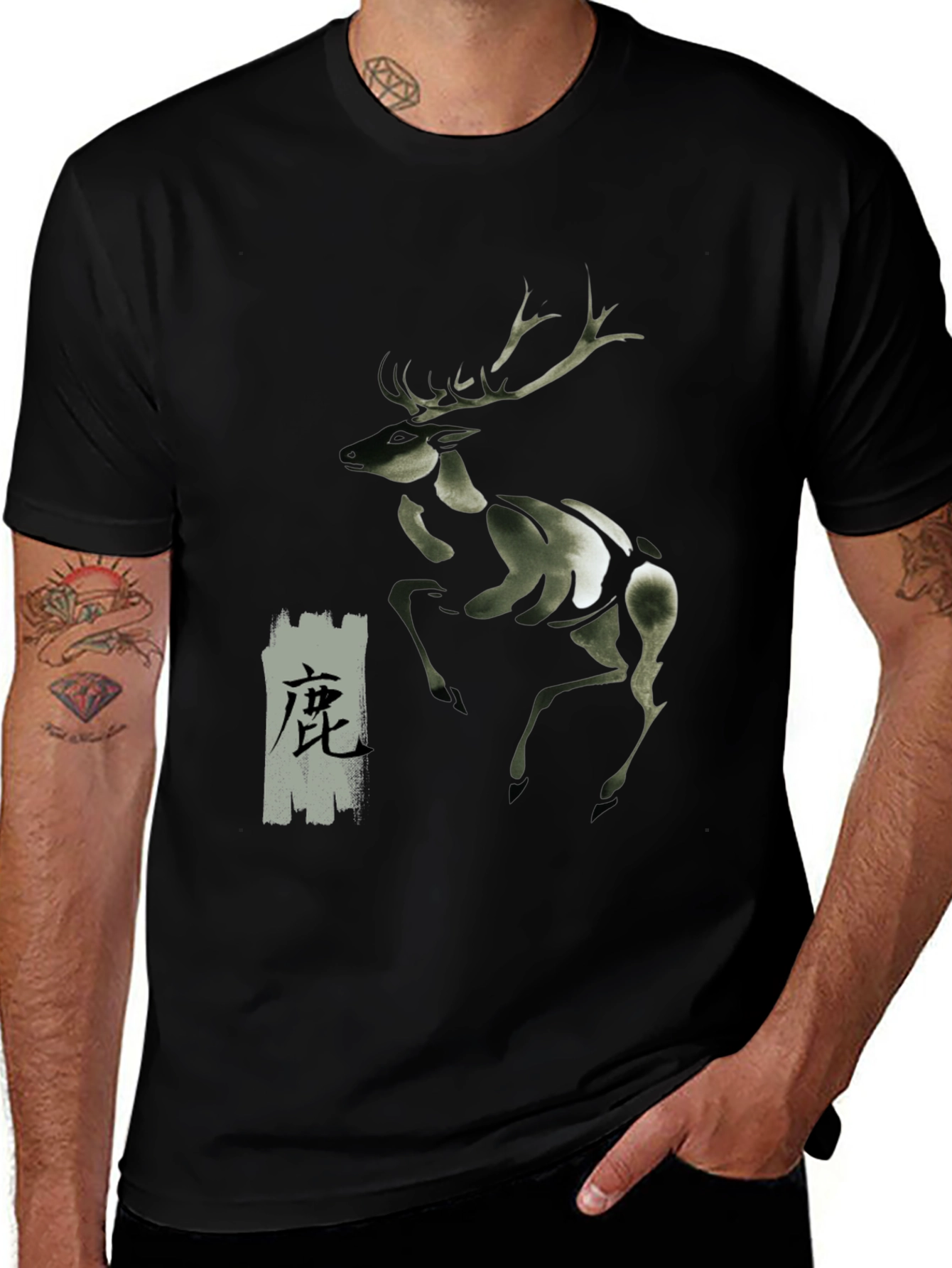 Deer Graphic Black T-Shirt