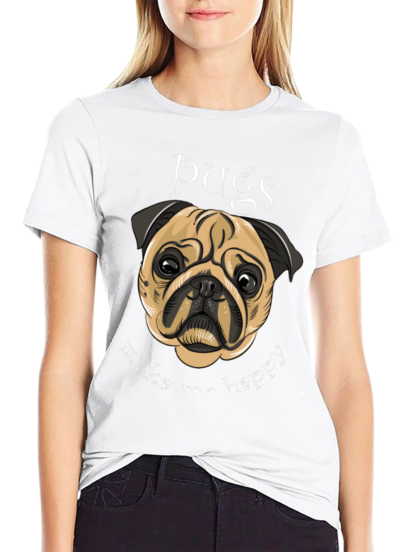Pug Make Me Happy Graphic Tee