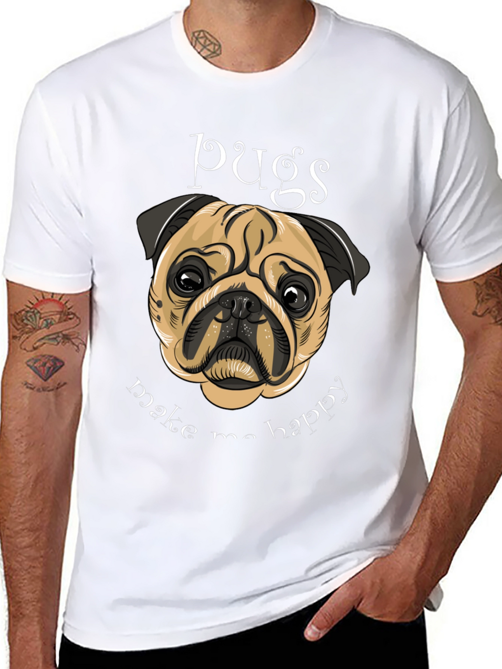 Pug Make Me Happy Graphic Tee